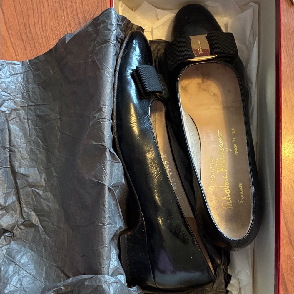Salvatore Ferragamo Black Patent Leather Shoes